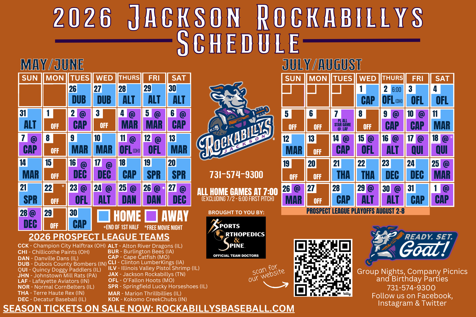 JACKSON ROCKABILLYS RELEASE THEIR 2026 GAME SCHEDULE
